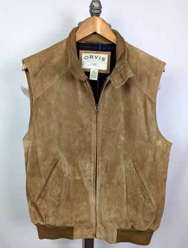 Orvis leather tan vest jacket - tan,